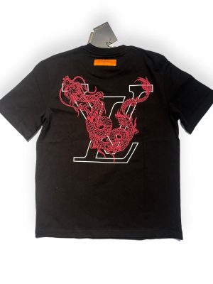 Vintage Men Printed Dragon Logo Black T-shirt