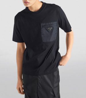 Vintage Men Black Re-Nylon and jersey T-shirt